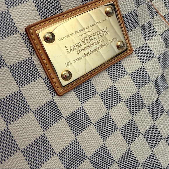 Louis Vuitton Galliera PM Damier Azur Hobo Shoulder Bag Leather Trim Authentic - Picture 8 of 14